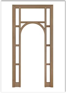 Telaio ad arco in legno da interni tondo su quadro tutto sesto con sopraluce per vetro